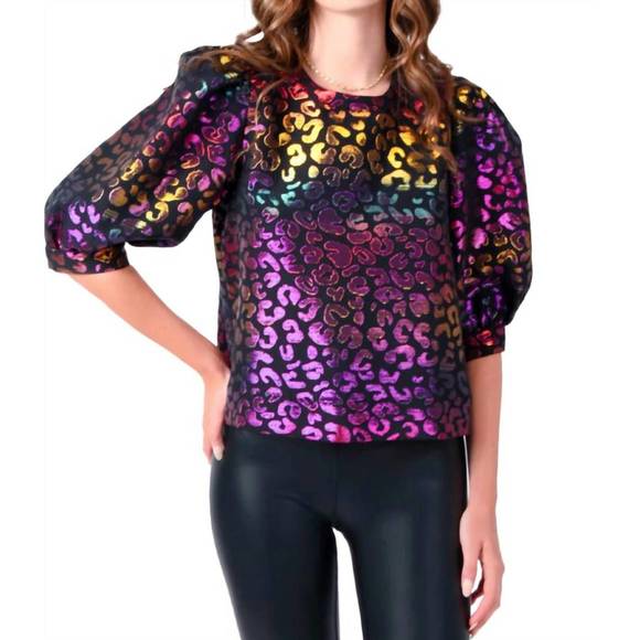 EMILY MCCARTHY Tops - NEW EMILY MCCARTHY bella top in gold cheetah jacquard